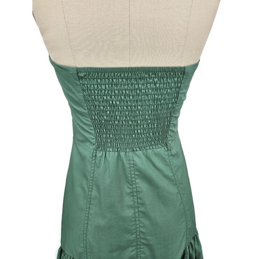New Ancosti Strapless Maxi Dress Womens Medium Green Cotton Drop Waist - Picture 5 of 11